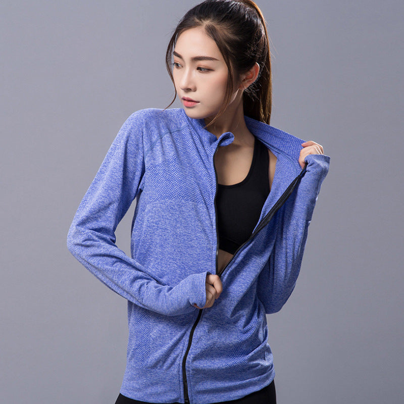 New yoga clothes sports fitness jacket long-sleeved slim slimming no-guard