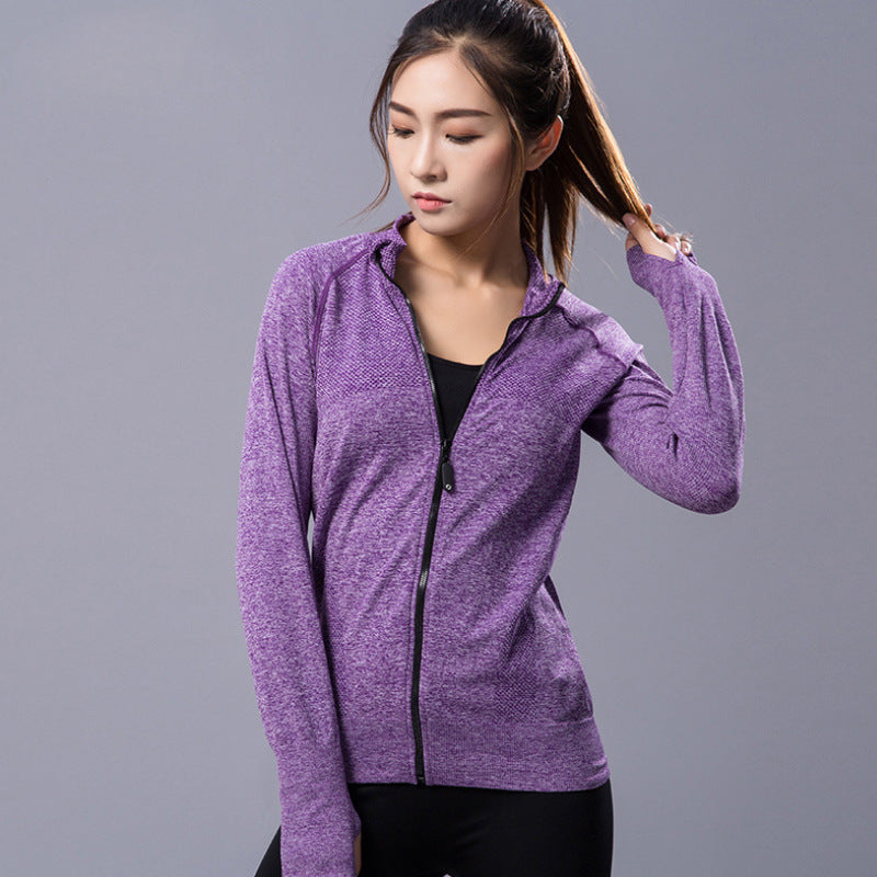 New yoga clothes sports fitness jacket long-sleeved slim slimming no-guard